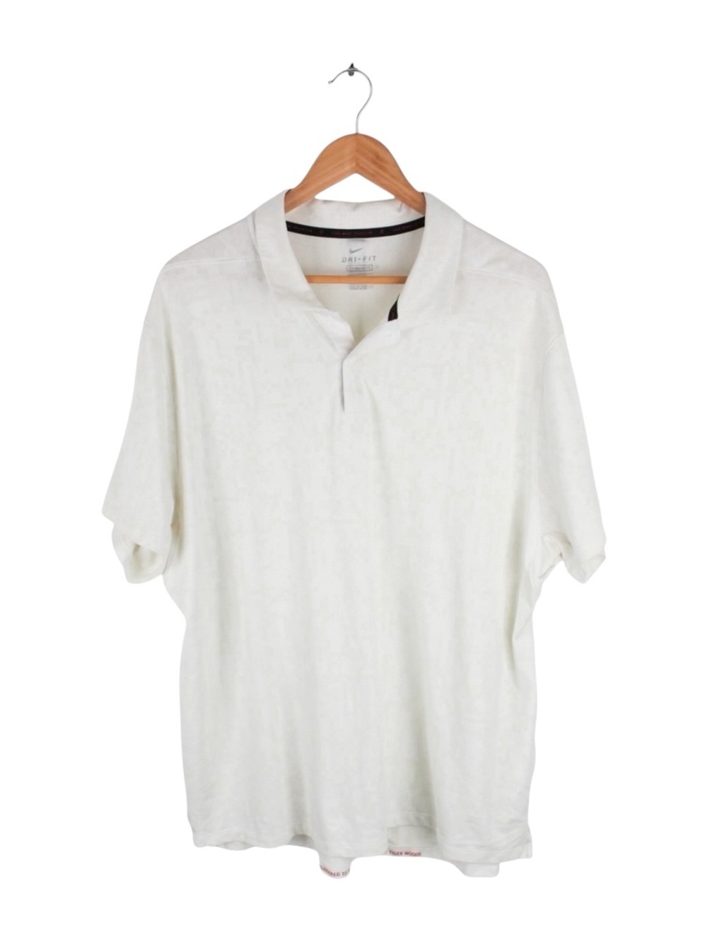 Nike Dri-Fit Tiger Woods Collection Polo Shirt White Patterned Golf Size XL